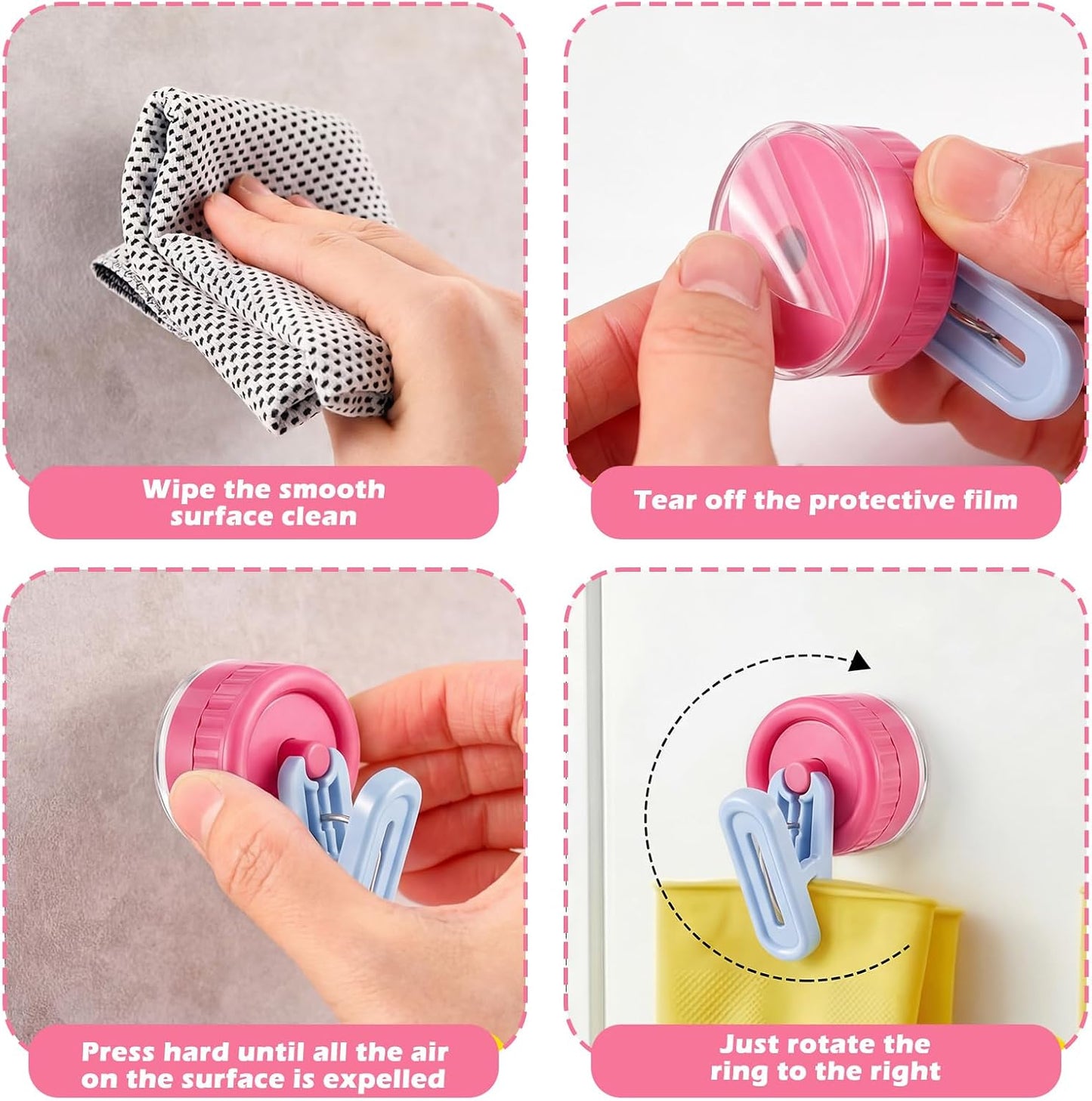 Geelin Dish Glove Clip with Suction Cup Easy Install Removable Transparent Plastic Wall Mounted Hook for Kitchen Use Space-Saving Washable Design for Dish Gloves Towels(2 Pcs)