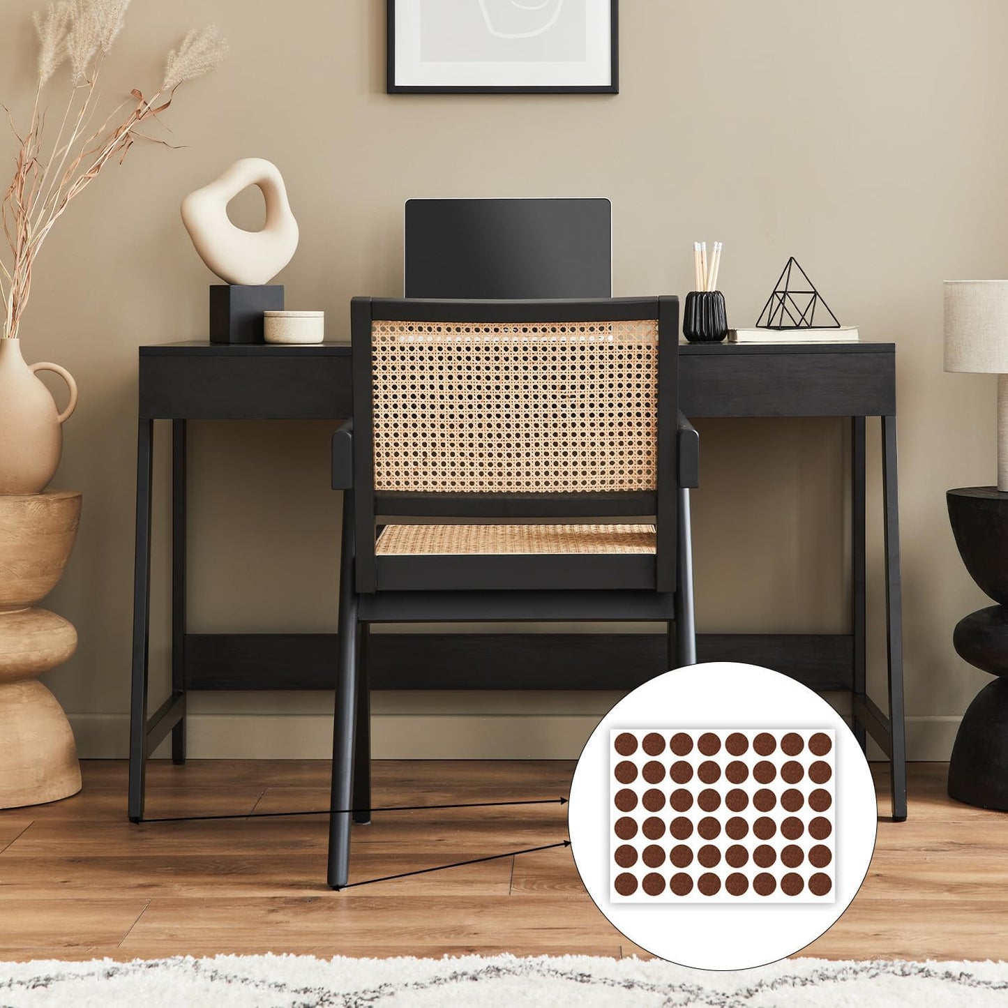 96pcs Felt Pads for Cabinet Door, 1.3cm/1/2in Round Thick Quite Small Cupboard Bumpers Self Adhesive Sticky Felt Dots Furniture Tools for Kitchen Furniture Floor Drawers Table Chair Legs Feet (Black)