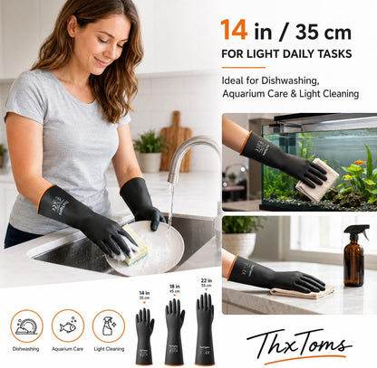 ThxToms Heavy Duty Latex Gloves,Long Rubber Gloves, Chemical Resistant Gloves,Puncture Resistant, Resist Acid,Oil,Alkali, Waterproof for Industrial Cleaning, Gardening, 22", 1 Pair