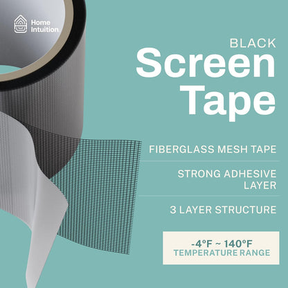 Home Intuition 2" x 15 Feet Premium Screen Repair Tape Roll for Window, Door, Patio, Pool Screens – Waterproof Fiberglass Mesh Adhesive Roll – Easy Fix for Screen Tears, Holes – Durable Screen Patch