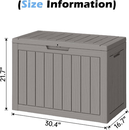 Outdoor Storage Box, 31 Gallon Resin Deck Boxes Outdoor Waterproof For Patio Furniture, Garden Tools, Pool Supplies, Lockable And UV Resistant (Rattan Gray)