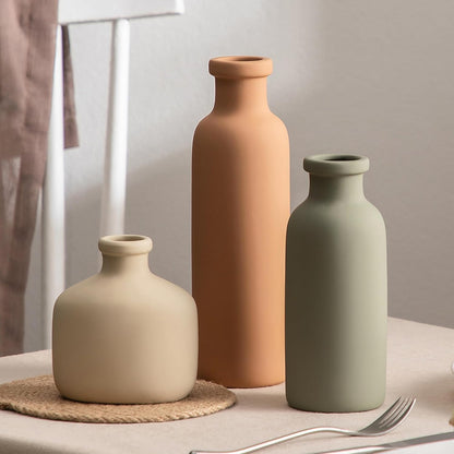 Bud Vase - Flower Vase Set - Decorative Vases - Ceramic Small Vase Set of 3 for Centerpieces - Ice Creak for Decor - Modern Decoration Vases for Home Farmhouse Table Office, Mini Vase by Lyeec