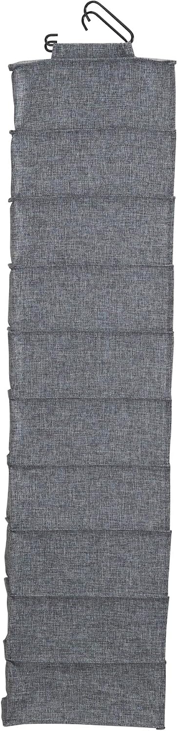 Household Essentials 311322 Hanging Shoe Storage Organizer for Closets |10 Pocket Shelves | Natural Canvas