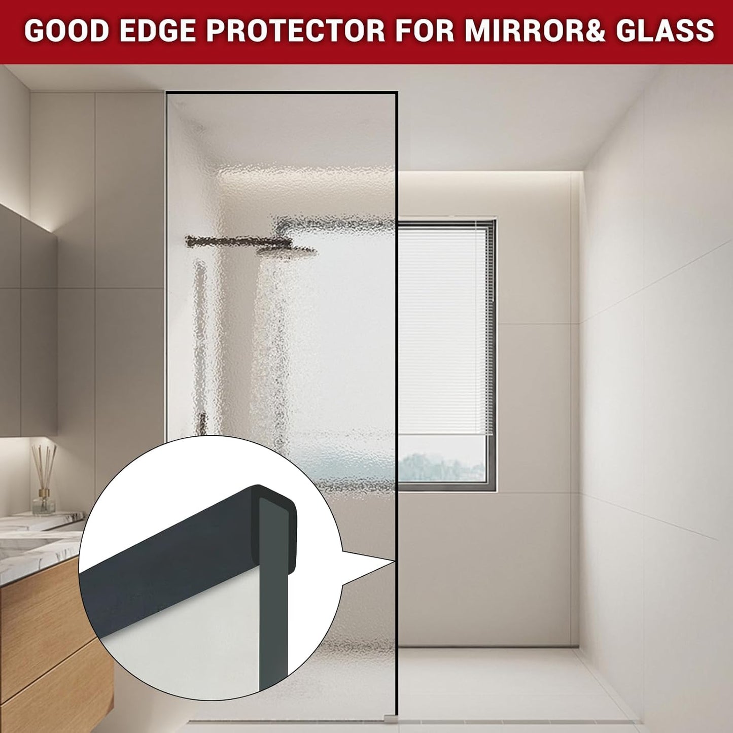 Slimline Cabinet Door Edge Protector, 3/4" Self Adhesive Peel and Stick Rubber Edge Guards, Flexible U Shaped Strips for Kitchen & Garbage Drawer Fronts, Edge Trims for Desks and Shelfves, Black, 10Ft