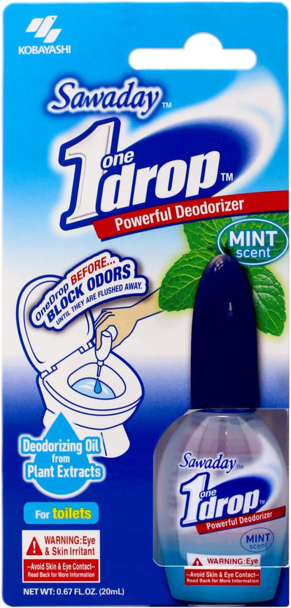1 Drop Powerful Toilet Deodorizer, Mint Scent, Blocks Odors Until Flushed Away, Deodorizing Oil from Plant Extracts, 0.67 fl oz (Pack of 3)