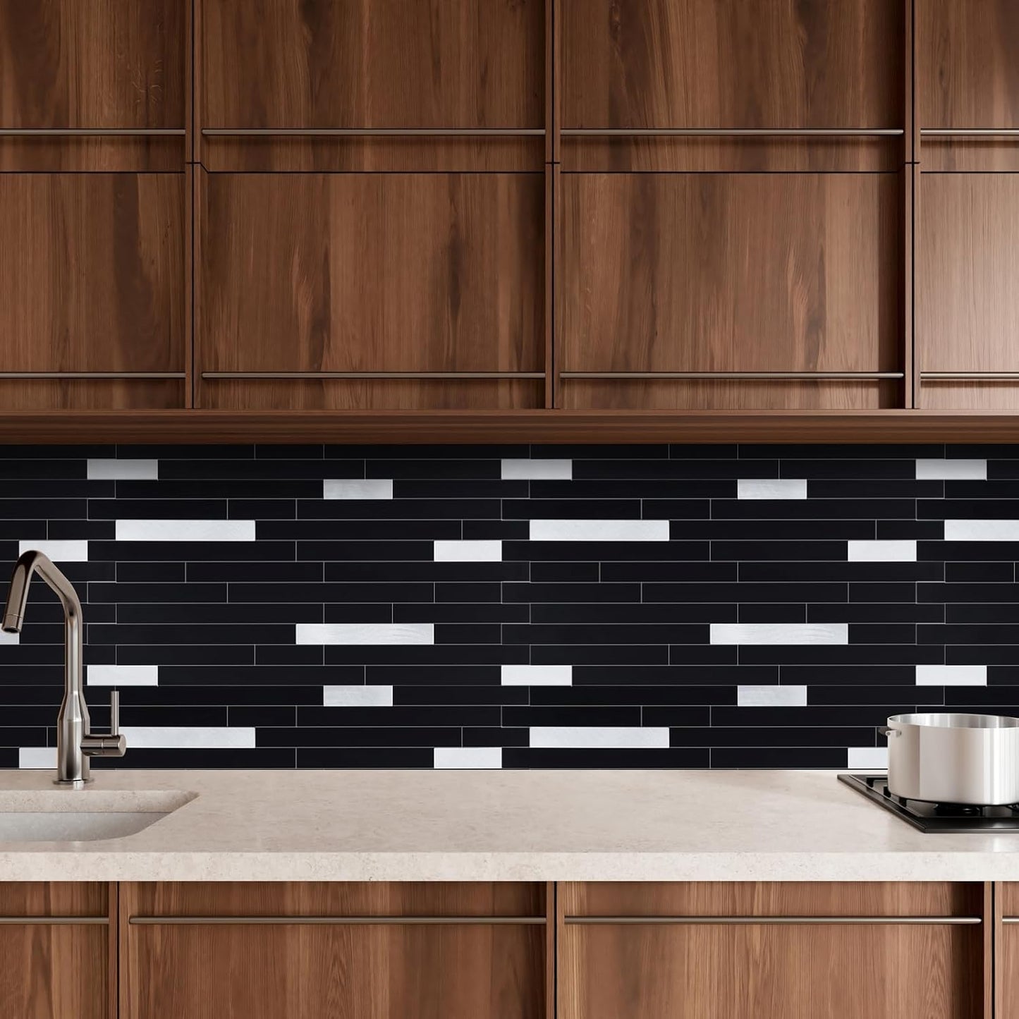 Yipscazo 2026 New Upgrade 11.34" X 11.57" Peel and Stick Backsplash, Stick on Backsplash Tiles for Kitchen, Bathroom, Fireplace (10 Sheets, Beige Rocks + Rose Gold)