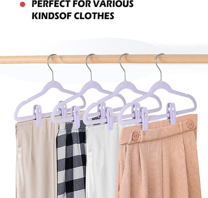 Tinfol Velvet Hanger Clips, 24 Pack Black Pants Hangers Clips, Large Opening Clothes Pin, Strong Finger Flocked Clip Perfect for Use with Slim-line Clothes Velvet Hanger