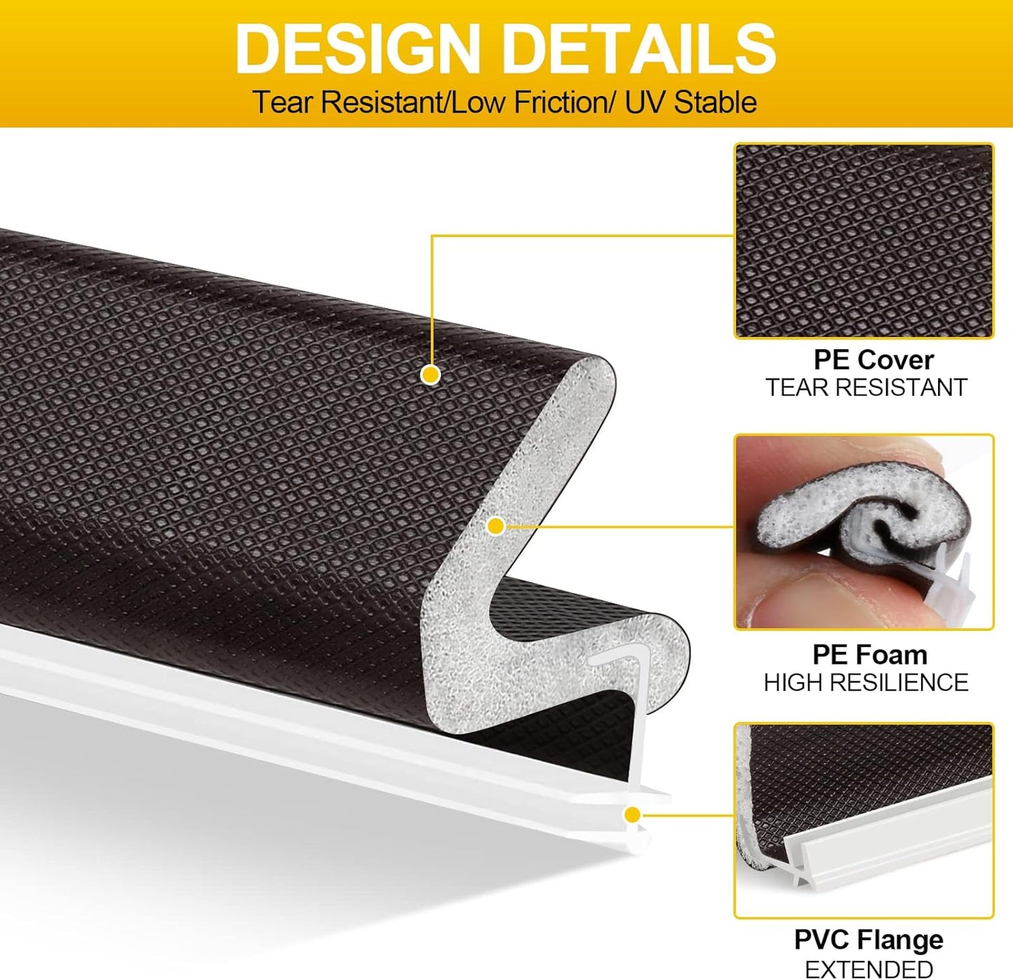 40FT Kerf V‑Shaped Weather Stripping Door Seal, Press‑in Seal for Pre‑Cut Slot Doors, Not Self‑Adhesive, Soundproof Draft Blocker for Exterior Front Doors, Fits Large Gaps, Easy DIY Install (White)