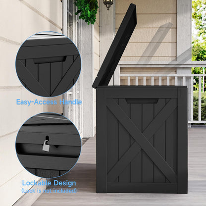 EasyUp 33 Gallon Resin Deck Box Waterproof, UV Resistant Outdoor Storage Box for Delivery, Porch, Patio and Garden, Stripe Black
