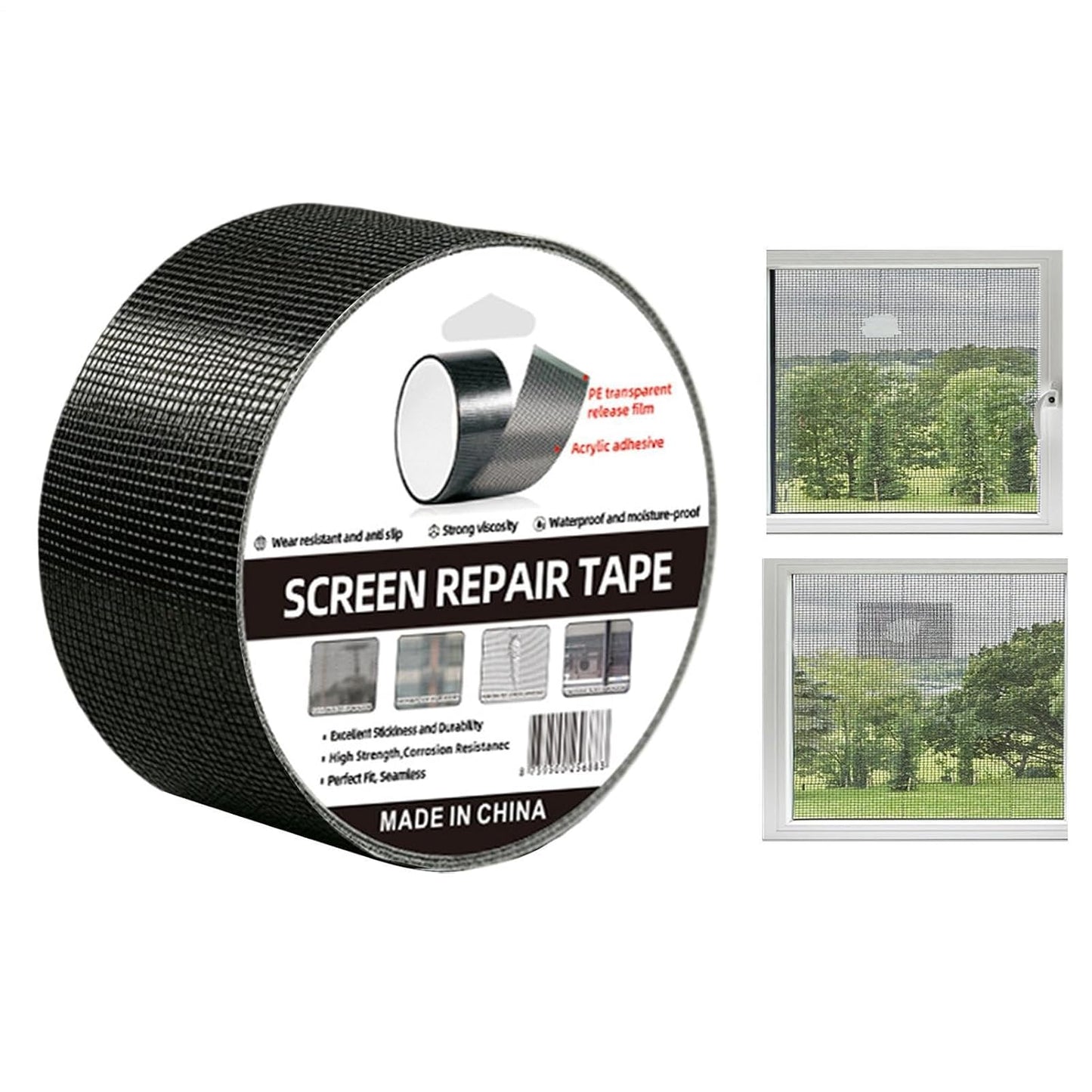 Window Mesh Screen Repair | Self-Adhesive Flexible Patch Tape | Window Screen Replacement Kit | for Patio Porch RV Balcony Tent Camper Apartment