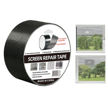 Window Mesh Screen Repair | Self-Adhesive Flexible Patch Tape | Window Screen Replacement Kit | for Patio Porch RV Balcony Tent Camper Apartment