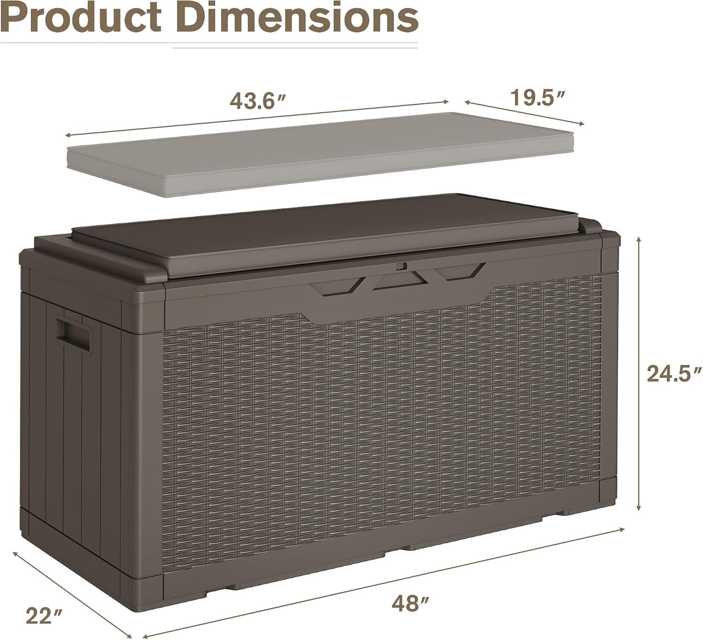 JUMMICO 31 Gallon Resin Deck Box Waterproof Indoor Outdoor Storage Boxes for Patio Furniture Cushions and Garden Tools (Brown)