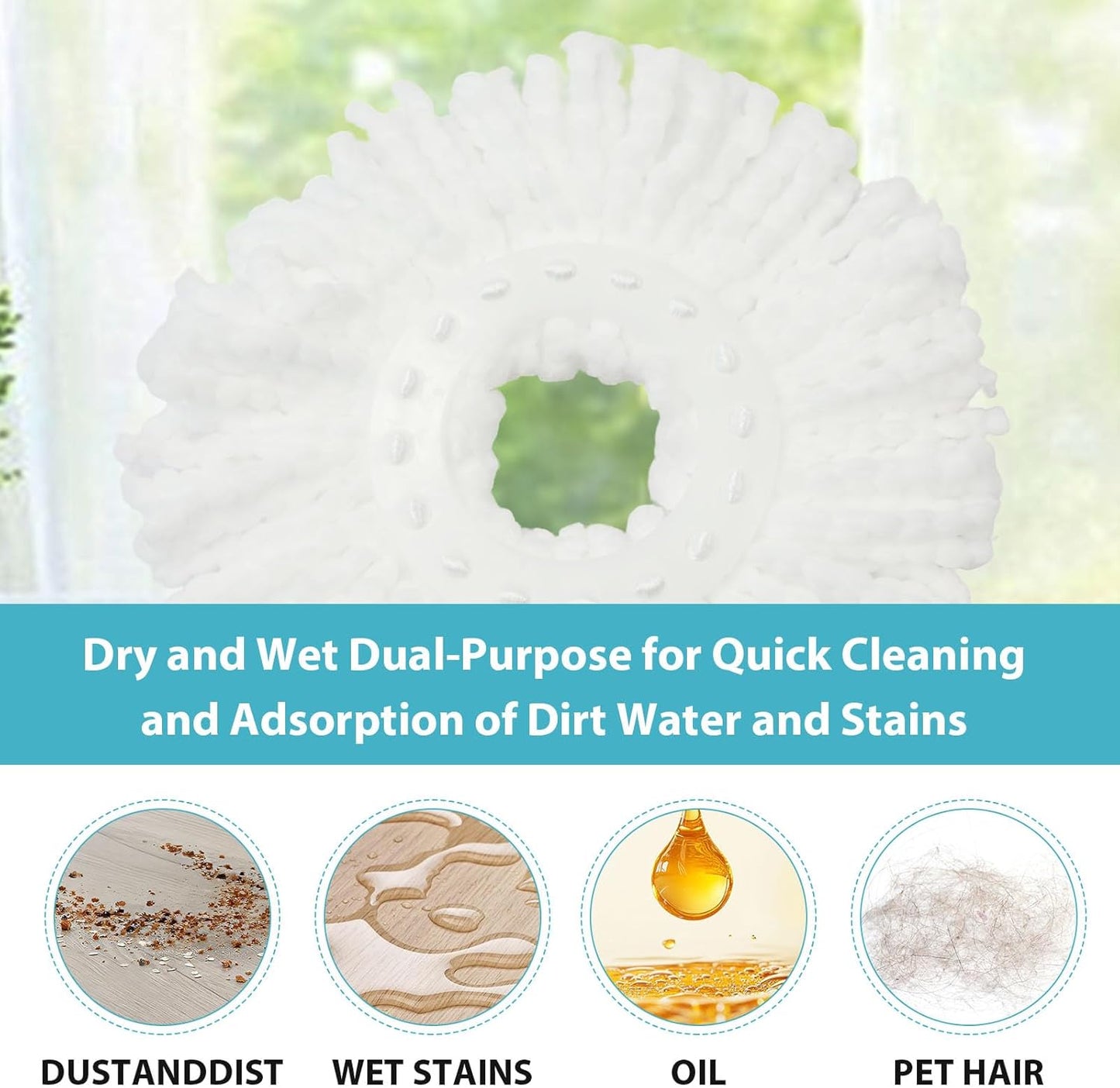 Spin Mop and Bucket with Wringer Set,360° Mop and Bucket System with 3 Microfiber Mop Refills and 50" Extended Handle for Floor Cleaning