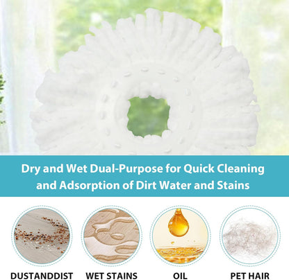 Spin Mop and Bucket with Wringer Set,360° Mop and Bucket System with 3 Microfiber Mop Refills and 50" Extended Handle for Floor Cleaning