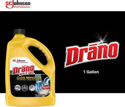 SC Johnson Professional Drano Max Gel To Drain Clog Removing, 128 Fl Oz (Pack of 4)