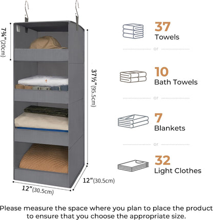 GRANNY SAYS 3-Shelf Hanging Closet Organizer and Storage, Collapsible Hanging Closet Shelves, Hanging Organizer for Closet & RV, Gray, 29 ½" H X 12" W X 12" D, 1-Pack
