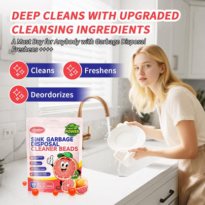 50 Count Garbage Disposal Cleaner and Deodorizer – Sink Odor Eliminator, New Powerful XL Sink Drain Freshener Pods | Dissolves Grease, Eliminates Odors, Lemon Zest Scent