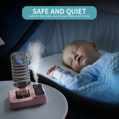 Travel Humidifier, Portable Small Humidifier for Plants, Bedroom, Office, Hotel or Car, Battery Operated Mini Cool Mist Humidifiers, Quiet 23dB, Auto-off, Night Light & BPA-Free, White