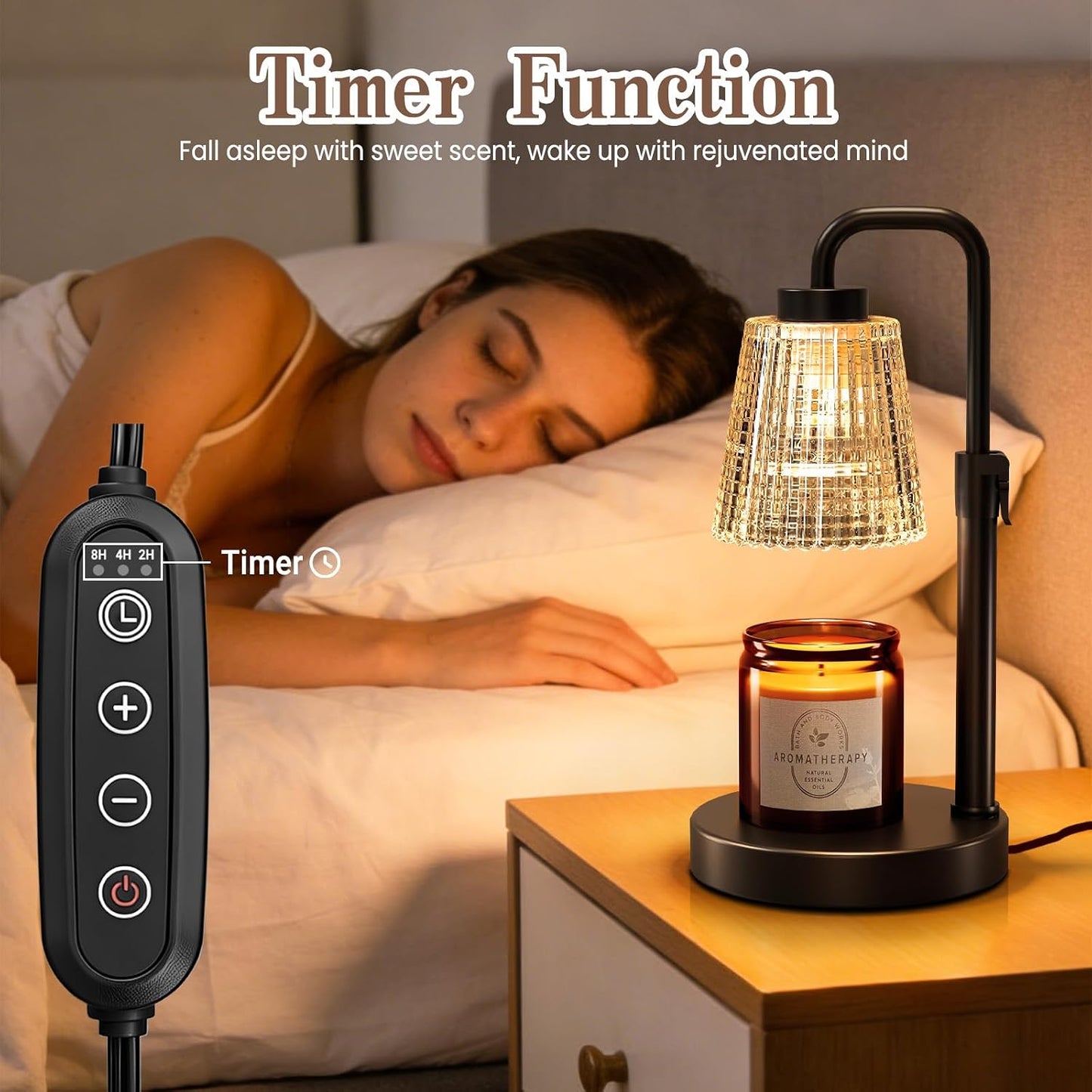 hyrion Candle Warmer Lamp with Timer Dimmable, Birthday Gifts for Women Mom, Adjustable Height Candle Warmer for Jar Candles, Flower Flameless Candle Lamps with 2 Bulbs, Housewarming, Home Decor