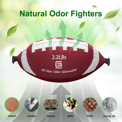 Eco-Fused Activated Charcoal Odor Absorber Bag, 2.2 lb, Unscented | Football-shaped 1000g bamboo charcoal bag for car, closet, basement, RV, bedroom and storage odors; reusable in sunlight