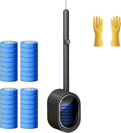 No-Touch Disposable Toilet Scrubber Set,Toilet Brush with Self-Cleaning Disposable Pads,360° Deep Clean,Wall-Mounted Design,for Bathroom & Toilet (Black, 32 pc)