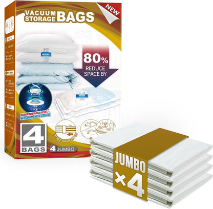 TAILI 8 Pack Vacuum Storage Bags, Jumbo Size (31×40 inch), Vacuum Seal Bags for Clothing, Bulky Bedding, Comforter, Blankets, Pillows, Space Saver Packing