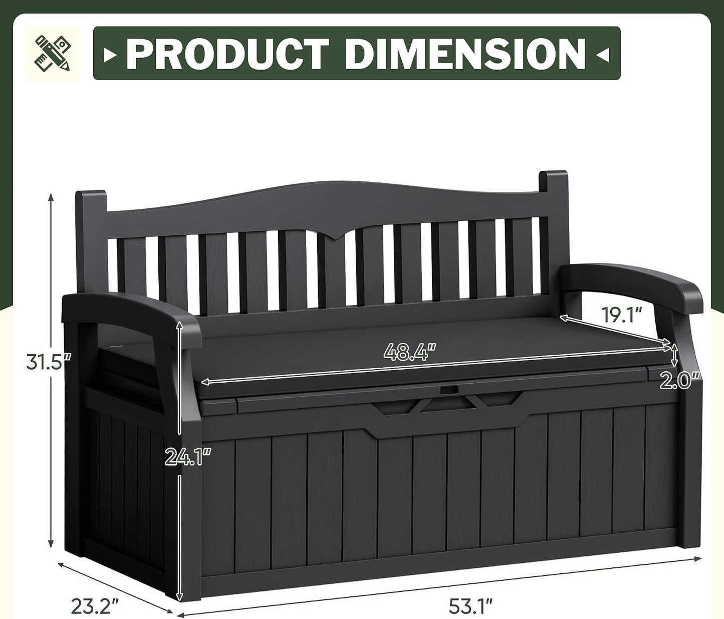 Flamaker 80 Gallon Storage Bench Outdoor Indoor, Durable All-Weather Seating with Hidden Storage, Lockable Deck Box for Garden, Patio, Poolside (Brown)