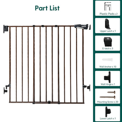 Babelio Baby Gate for Stairs, Kitchen & Doorways, No Bottom Bar| One-Handed Operation| Auto-Close| Hardware Mount (Drill Needed) Safety Dog/Pet Gate (Black - B17, 26-43" W, 28" H)