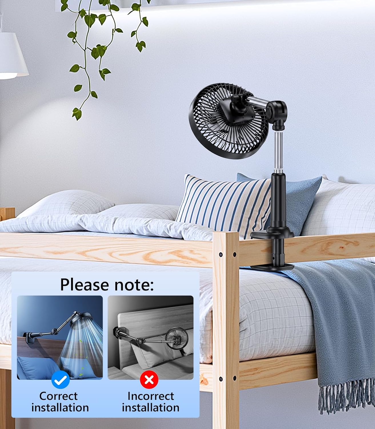 Adjustable Arm Clip on Fan for Desk,3 Speed Ultra Flexible Adjustable Design Clip Fan with 3.5”Wide Clamp,3000mAh Battery Operated Quiet Personal Cooling for Office Bedroom Gaming Dorm （Brown）