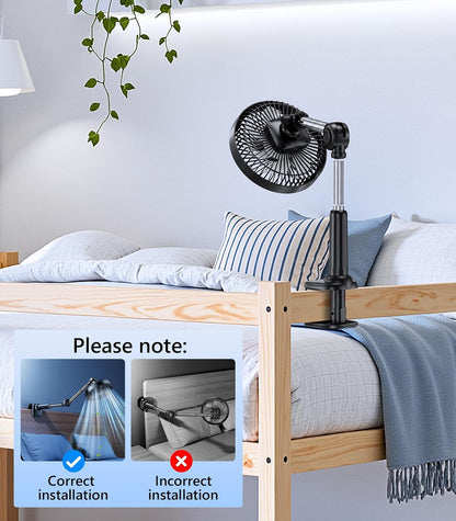 Adjustable Arm Clip on Fan for Desk,3 Speed Ultra Flexible Adjustable Design Clip Fan with 3.5”Wide Clamp,3000mAh Battery Operated Quiet Personal Cooling for Office Bedroom Gaming Dorm （Brown）