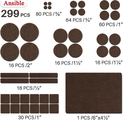 Ansible 60 PCS Felt Furniture Pads 1", Felt Pads for Chair Leg Floor Protectors for Hardwood Floors Round (Beige)