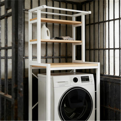 Over The Washer Storage Shelf – Space-Saving Laundry Organizer, Sturdy Bathroom Rack for Tidy Home Essentials(Black,2-T)