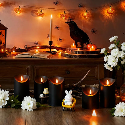 Nimiko Flameless Candles with Remote, Battery Operated Flickering Flameless Candles, LED Candles with Timer 2/4/6/8H, with Realistic LED Candles Set of 9 (D3 x H 3" 4" 5" 6" 7") (White)