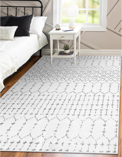 Lahome Moroccan Entry Rug 2x3, Non-Slip Washable Front Indoor Door Mat Rubber Backing Low-Profile Door Rugs, Small Geometric Print Distressed for Entryway Bathroom Kitchen, Black Hana