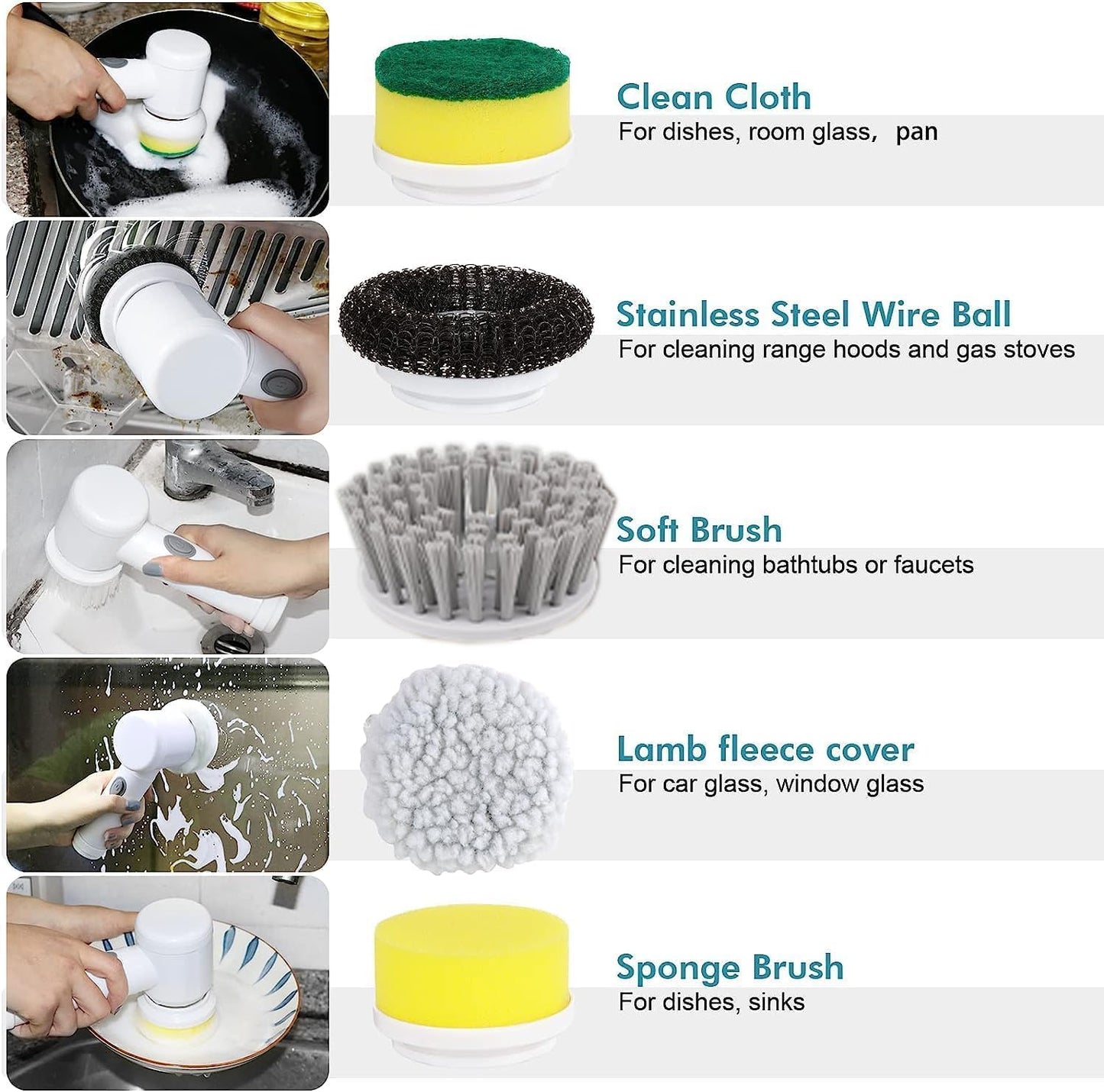 Electric Spin Scrubber - Shower Scrubber,Bathroom Scrubber Electric,for Cleaning Tub, Floor, Tile, Window, Sink, Kitchen Cleaning with 6 Electric Cleaning Brush Head (8)