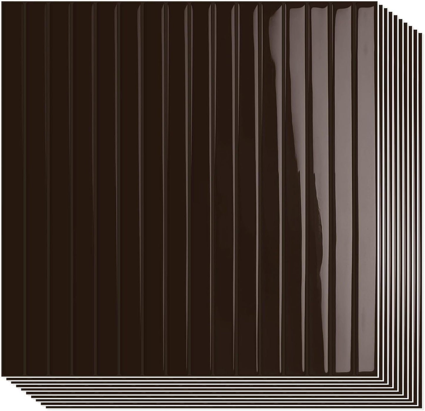 10-Sheet Upgraded Thick Peel and Stick Kitchen Backsplash Tiles | Waterproof Premium Self-Adhesive Wall Tile Stick on Backsplash for Kitchen,Bathroom and Fireplace(Brown,12"×12")