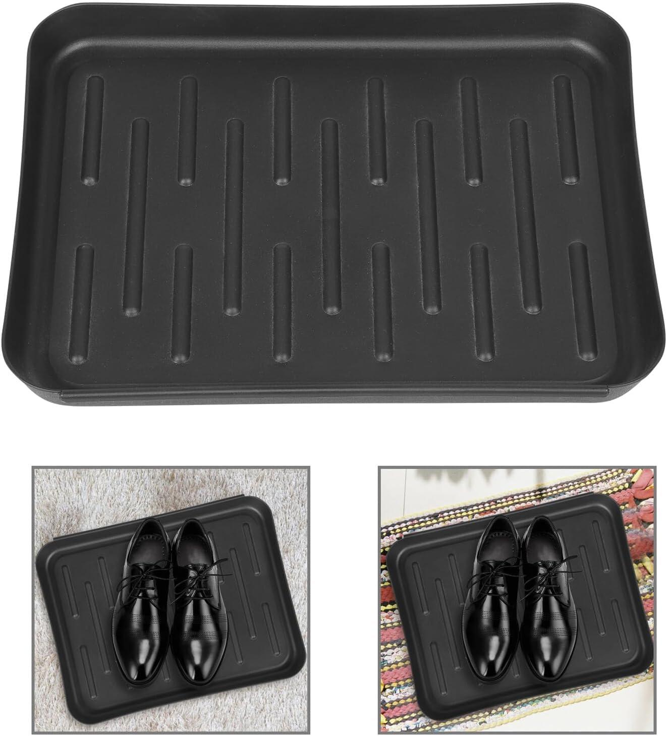 Black Boot Tray Mat, Multi-Purpose Shoe Tray Mat for Plants Pet Food Dog Water Bowls Cat Litter Box, Boot and Shoes Drying Mat for Indoor and Outdoor