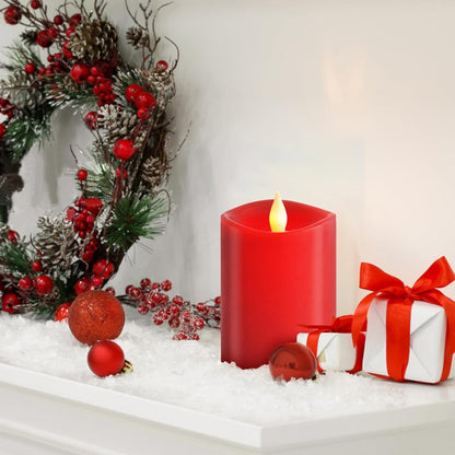 3x3 Flickering Flameless Candles Set of 2, 2AA Battery Life 600 Hours Battery Candles Flickering with Timer,3 inch Flameless Candles with Remote for Indoor/Outdoor, Ivory