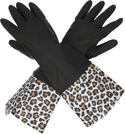 GLOVELY HANDS Rubber Cleaning Gloves – Water-Resistant Latex Dishwashing Gloves with Soft Cotton-Feel Lining, Non-Slip Grip, Long Cuff, Durable Household Kitchen Cleaning Medium (1 PAIR)