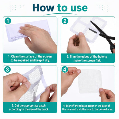 30PCS Window Screen Patches Repair Kit, Mesh Patches (4 Inch) | Self-Adhesive Mesh Patch Repair Kit, Tent Repair Patches, Outdoor Tent Patch Kits, Portable Screen Tape for Window, Camping