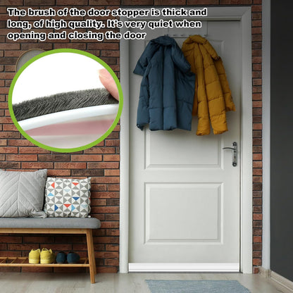 2 PCS Brush Door Sweep, Draft Stoppers for Bottom, Draft Stopper with Brush for Exterior Door, Bottom Seal Strip for Protection Against Bug, Dust, 2" W x 39" L, Black