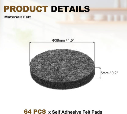 uxcell 32Pcs Non Slip Furniture Pads, 3" Round Self Adhesive Felt Bumpers Noise Reducing Furniture Feet Floor Protector for Chairs Tables Furniture Legs (White 0.2" Thick) - Colors B