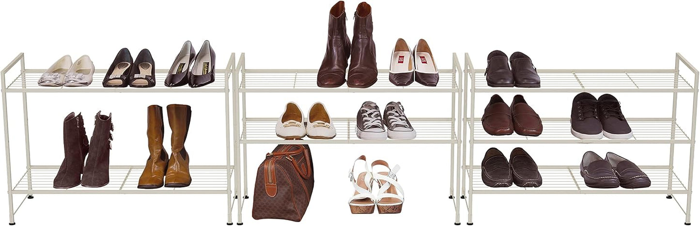 Simple Houseware 3-Tier Stackable Shoes Rack Storage Shelf, Black