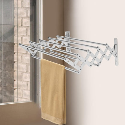 Wall Mounted Folding Bathroom Shelf Drying Rack Telescopic Towel Rack Stainless Steel Multifunctional Shelf 42~80cm Adjustable