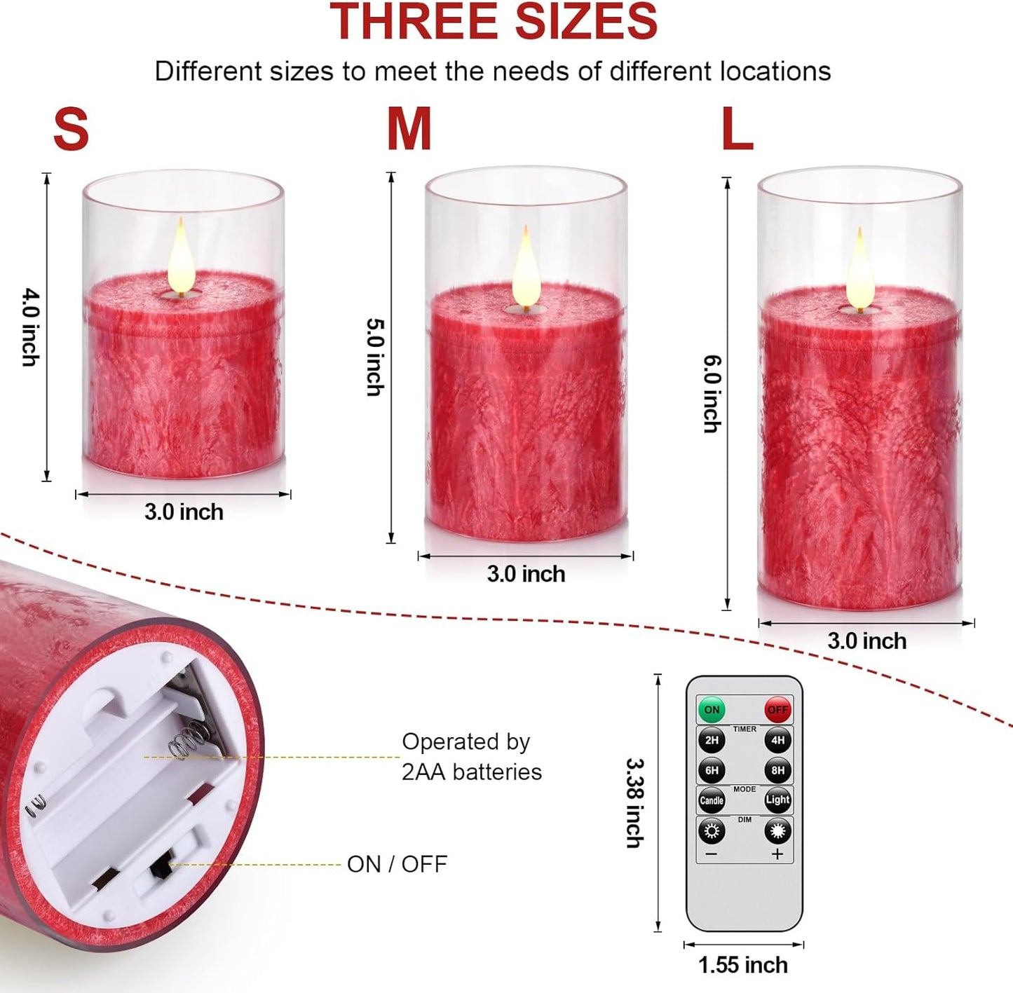 Flameless Flickering Battery Operated Candles D2.2''*H4 5" 6" 7" 8" 9" Set of 9 Ivory Real Wax Pillar LED Candles with 10-Key Remote and Cycling 24 Hours Timer (Ivory)