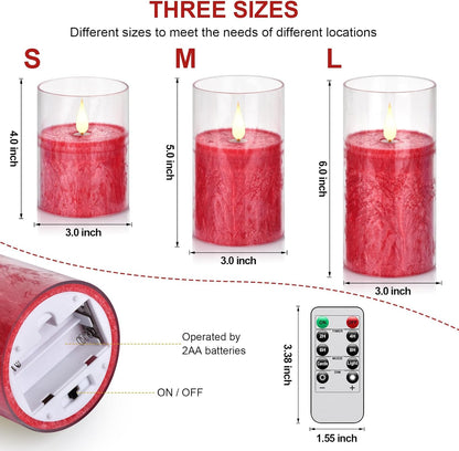 Flameless Flickering Battery Operated Candles D2.2''*H4 5" 6" 7" 8" 9" Set of 9 Ivory Real Wax Pillar LED Candles with 10-Key Remote and Cycling 24 Hours Timer (Ivory)