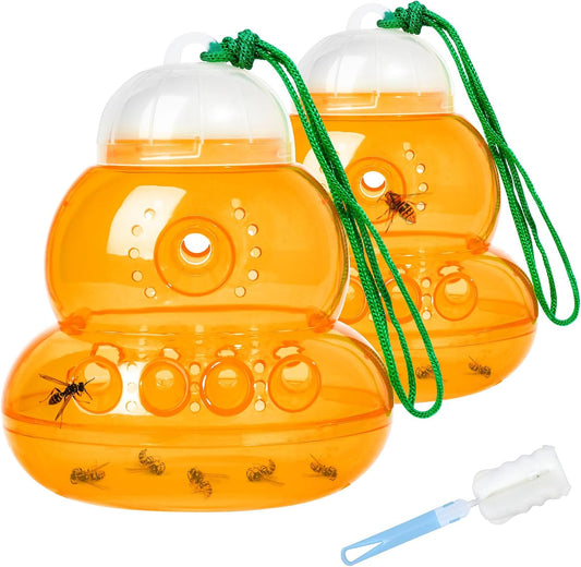 2 Pack Reusable Wasp Traps Outdoor Hanging Yellow Jacket Trap Carpenter Bee Traps for Outside Hornet Trap Wasp Catcher for Outdoors, Wasps Killer Garden, Farm, Insect Bug Flies