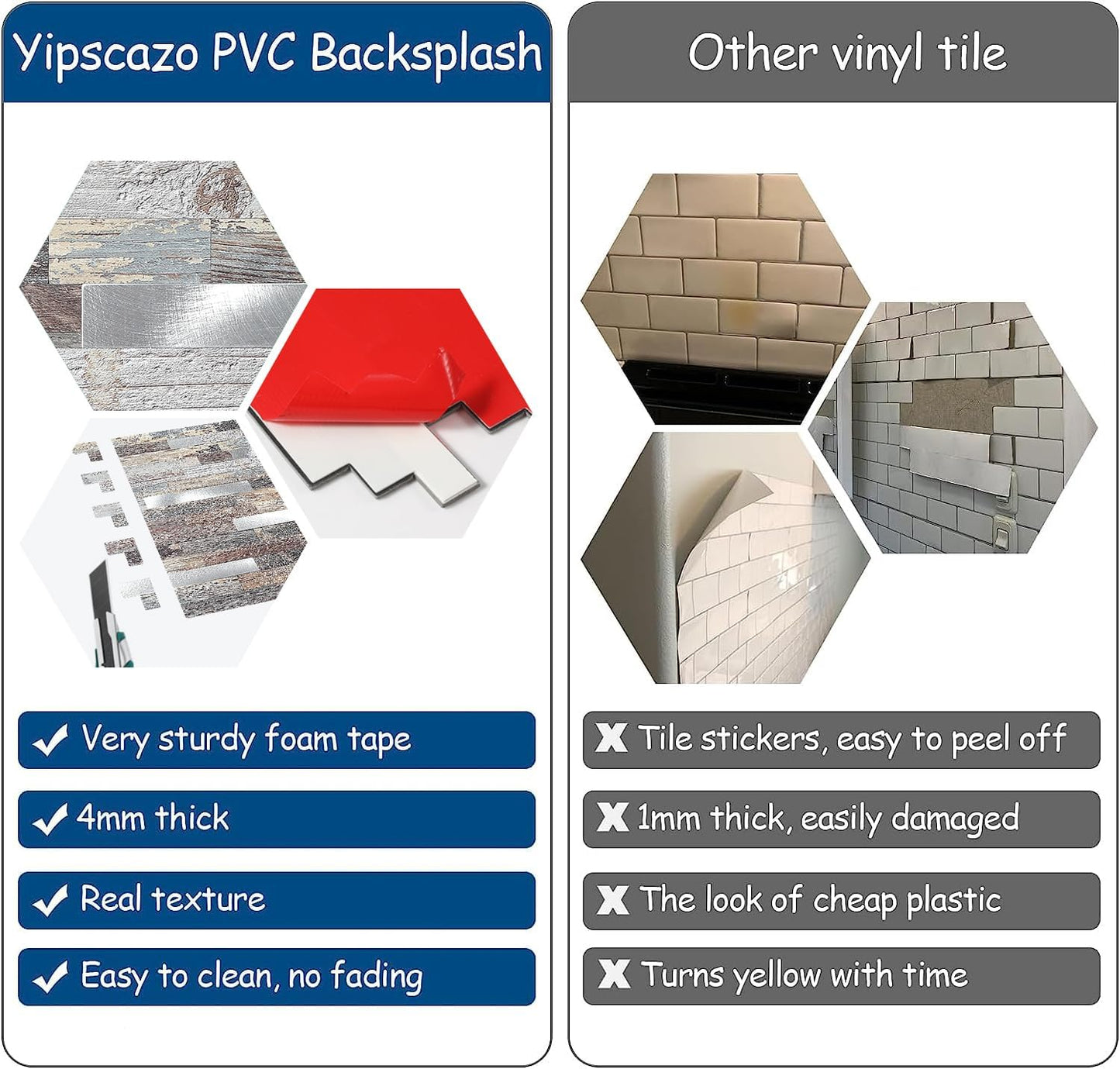 Yipscazo 2026 New Upgrade 11.34" X 11.57" Peel and Stick Backsplash, Stick on Backsplash Tiles for Kitchen, Bathroom, Fireplace (10 Sheets, Beige Rocks + Rose Gold)