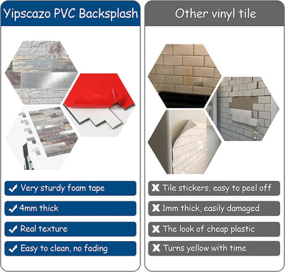 Yipscazo 2026 New Upgrade 11.34" X 11.57" Peel and Stick Backsplash, Stick on Backsplash Tiles for Kitchen, Bathroom, Fireplace (10 Sheets, Beige Rocks + Rose Gold)