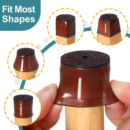 Ansible 24 Pcs Chair Leg Floor Protectors Square, Silicone Felt Furniture Leg Pads Caps Covers for Hardwood Floors (Fit:1-1/16" to 1-5/8")